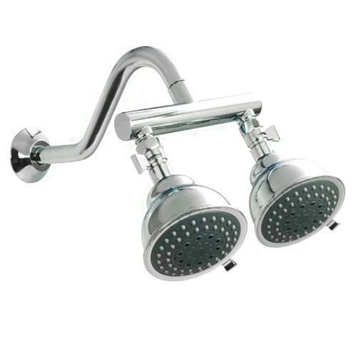 HAOXIN Double Shower Head with Manifold Shut-Off Valve and Shower Arm Dual Shower Heads Combo Set 2 Shower Sprayers High Pressure 5 Function Chrome