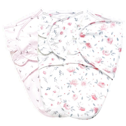 PHF 100% Cotton Baby Swaddle Sleep Sacks for Newborn, 3 Pack Baby Swaddles 0-3 Months for Baby Boys and Girls, Swaddle Sack Easy Adjustable, Baby Swaddle Blanket Wrap, Baby Essentials (Floral)