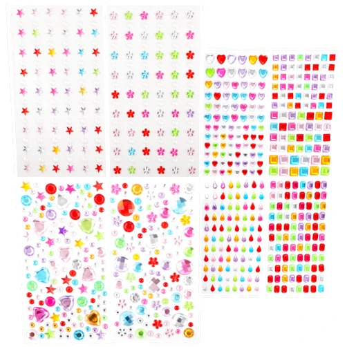 Suppeak 828pcs Gem Stickers, 8 Sheets Rhinestones Stickers for Self Adhesive Crafts Bling Jewels for Makeup, DIY, Eye, Nail, Assorted Sizes