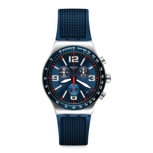 Swatch Casual Unisex Watch Blue Quartz Blue Grid