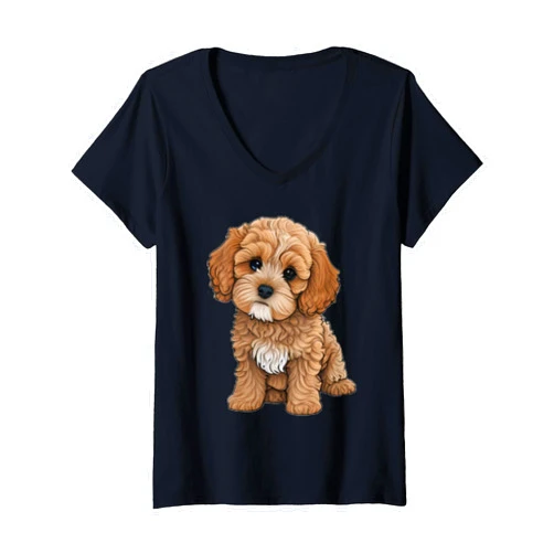 Cavapoo Dog Cavalier King Charles and Poodle dog Women's Cavapoo Apparel for Dog Breed Graphic Art Men Women Kids V-Neck T-Shirt