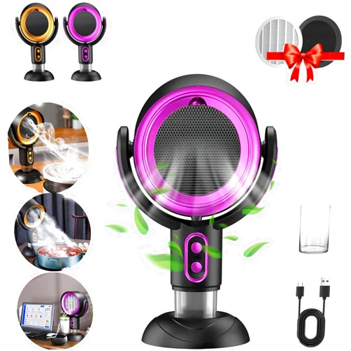 1nfzkcn PuffHide Purifier, Puff hide Purifie Smoke Fan for Smoking Indoors, portable Electric Smoke Away Fan, rechargeable Air Purifier for Removes Smoke and Odors Smoke Purifier Filters(Purple)
