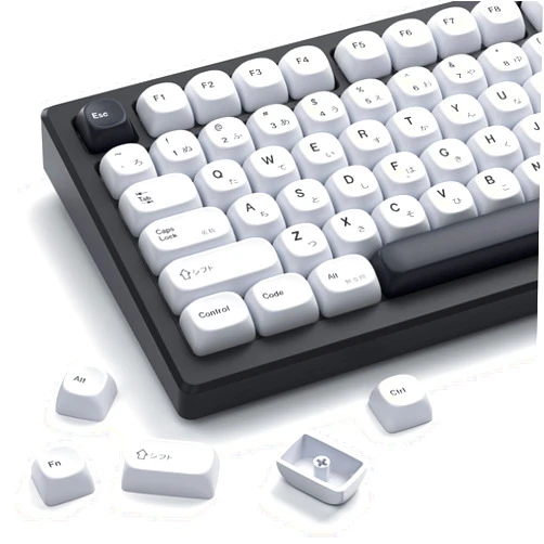 HITIME XVX PBT Keycaps - MOA Keycaps White, Japanese Keycaps 75 Percent, Custom Key caps Dye-Sublimation, 137 Keys Keyboard Keycap Set for 100%, 75%, 65%, 60% Keyboard, Bow