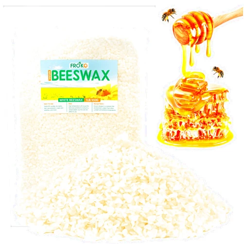 FROKO White Natural Beeswax Pellets 1LB, Organic Beeswax, Beeswax for Candle Making, Body, Skin Care DIY, Lip Balm, Soap and Lotion Making Supplies