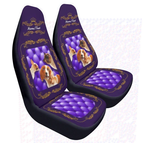 POPCUSTOMS Custom Car Seat Cover for Front Seats Persaonalized Car Interior Decor with Image Text Logo Universal Size Fits for Cars Trucks Van SUV (2 PCS)