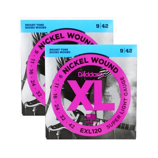 D'Addario Super Light Nickel Wound Electric Guitar Strings 9-42 2 Pack