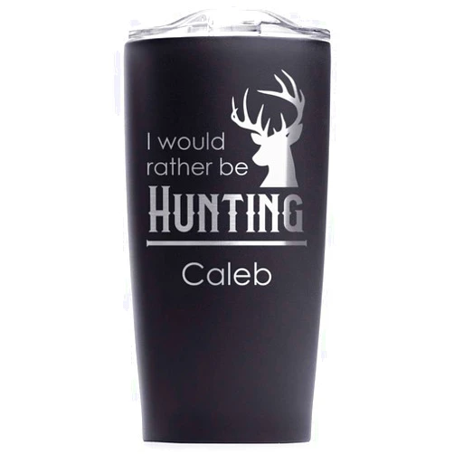 Lifetime Creations Engraved Personalized Hunting Stainless Steel Tumbler with Lid 20 oz (Black): Deer Hunter Coffee Travel Mug with Name, I'd Rather Be Hunting
