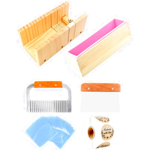Issdem Soap Cutters Slicer Box, Soap Loaf Cutter Box Mold, Soap Making Kit with Straight & Wavy Cutter, Ideal Gift Set for Beginners