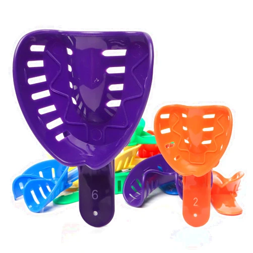 LA MIERE Dental Impression Trays Perforated Plastic, Ortho Impression Trays, 12Pcs Upper & Lower for Adults and Child Multicolor
