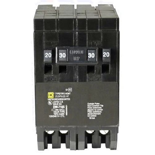 Schneider Electric Homeline Tandem Circuit Breaker Double Pole 20/30 Amp 2 Spaces Bulk5