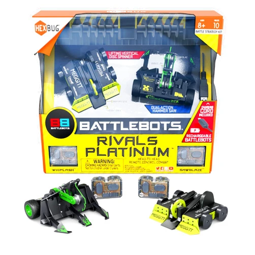 HEXBUG BattleBots Rivals Platinum (Whiplash & Sawblaze), Remote Control Robot Toys for Kids, STEM Toys for Boys and Girls Ages 8 & Up, Batteries Included