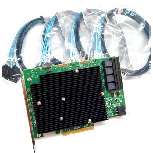 SXTAIGOOD SAS9300-16i LSI 9300-16i16-Port 12Gb/s SAS-3 SAS/SATA PCIe HBA IT Model ZFS TrueNAS UnRAID 4*SFF-8643 SATA Cable