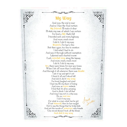 AMERICAN LUXURY GIFTS Frank Sinatra - My Way Vintage Decor Wall Art, This Retro Wall Decor Music Poster Is a Great Print For Home Decor, Music Room, Office Decor, And Sinatra Fans Room Decor Aesthetic, Unframed - 11x14
