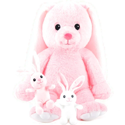 MorisMos 20'' Giant Bunny Stuffed Animal Mommy with Babies Play Set,3-Pack Bunnies Family, Large Stuffed Pink Bunny with 2 Baby Rabbit Toys for Kids, Long Ears Bunny Gifts for Girl Boy Easter Birthday