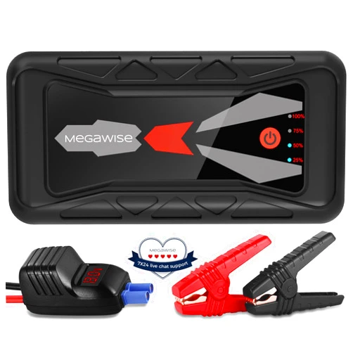 MEGAWISE 1500A Peak 16800mAh Car Battery Jump Starter Booster (up to 7L Gas or 5L Diesel Engines), 12V Portable Power with Dual USB Outputs & Flashlight 2023 Upgraded Extremely Safe