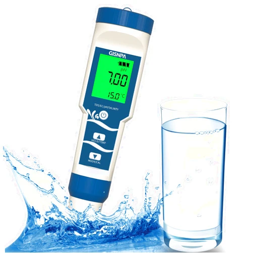 GISNPA PH Meter, Digital 4-in-1 PH ORP H2 Temp Meter with ATC, H2 Water PPB/PPM Meter, 0.01 Resolution High Accuracy PH Tester for Drinking Water