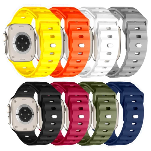 Elaikement Sport Band Compatible with Apple Watch Ultra/Ultra 2 Band 49mm 46mm 45mm 44mm 42mm for Men, Wide Soft Silicone Waterproof Wristband Strap for iWatch Bands 10/9/8/7/6/5/4/3/2/1/SE, 8pack