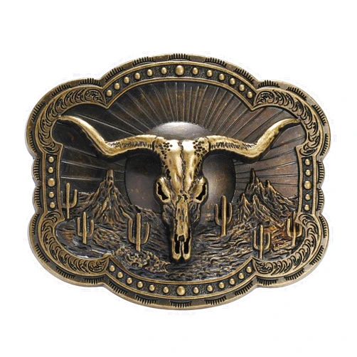 TYWestyles Western Cowboy Belt Buckle - Texas Bull Skull Belt Buckle for Men women