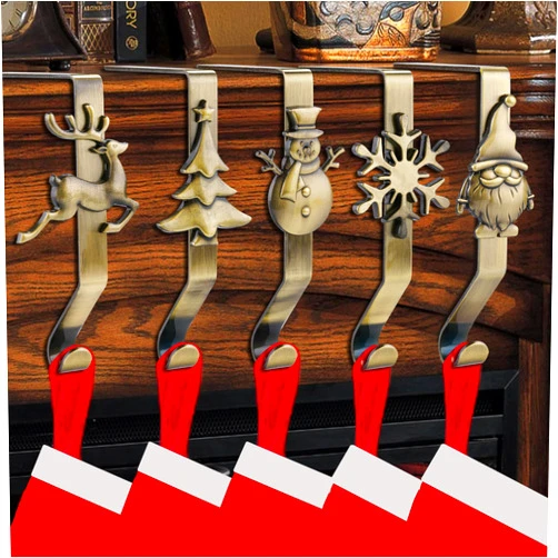 HelaJoy Christmas Stocking Holders for Mantle, Stocking Hangers for Mantel Stocking Hooks for Mantle Stocking Holders for Mantle Set of 5 Stocking Hangers