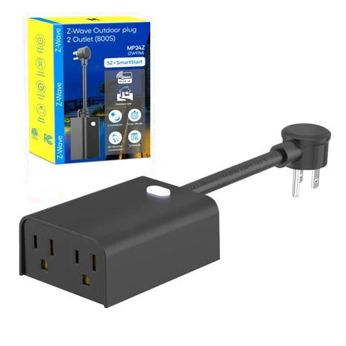 Minoston 800 Series Z-Wave Plug, Outdoor Zwave Smart Plug with 2 Individual Outlets, Waterproof Z-Wave Smart Outlet for Christmas Lights Compatible with SmartThings, Alexa, Zwave Hub Required (MP24Z)
