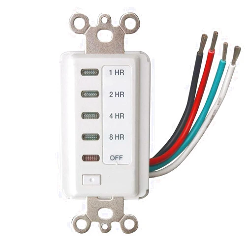 Teklectric Bathroom Fan Auto Shut Off 1/2/4/8 Hour Preset Countdown Wall Switch Timer - White (1)