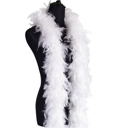 wanruida 2 Yards 90 Grams White Turkey Feathers Boa for Dancing Wedding Crafting Party Dress Up Halloween Decoratio