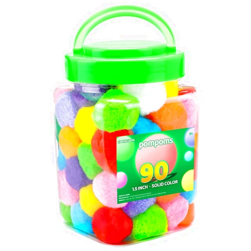 Eppingwin 90PCS Multicolor Pom Poms,1.5 Inch Soft Pompoms for Crafts, Assorted Colors 4CM Big Pom Pom for Arts & Crafts DIY Projects (Multi-colored)