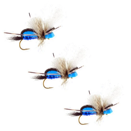 Handmade Dry Flies for Trout by Colorado Fly Supply - Hippie Stomper Blue - Attractor Dry Fly Patterns - Fly Fishing Flies and Lures for Fishermen - Fly Fishing Patterns for Trout Grayling Bass Bluegill