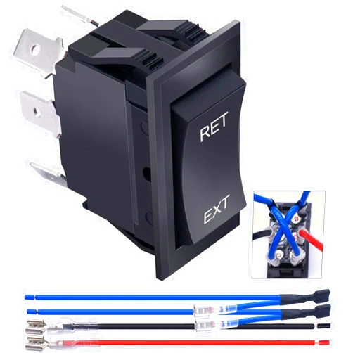 weideer Momentary Reverse Polarity Rocker Switch DPDT (ON)-Off-(ON) 6 Pin 20A 12V DC Power Tongue Jack Switch with Jumper Wires for RV Trailer Motor Control KCD2-7-223-6P-X