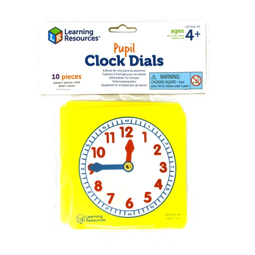 Learning Resources Pupil Clock Dials (Set of 10), Clocks for Kids, Learning to Tell The Time, Analog Clocks with Moveable Hands