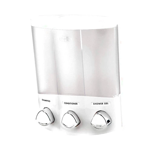 Better Living Products, White 76354 Euro Series TRIO 3-Chamber Soap and Shower Dispenser