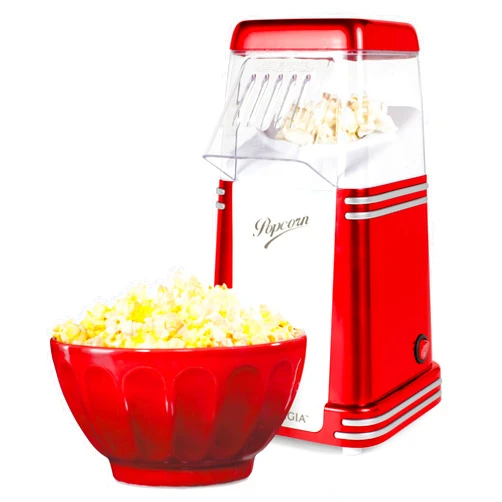 Nostalgia Hot-Air Electric Popcorn Maker, 8 Cups, Healthy Oil Free Popcorn with Measuring Scoop, Retro Red