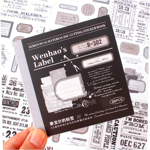 Diuhofart Tagore's Labels and Quote Stickers for Journaling, PET and Washi Stickers Materials, 20 Sheets Pre-Cut Ephemera Book for Junk Journals Supplies, Scrapbooking, Collage