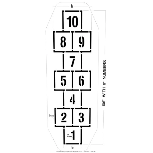PolyTough Traditional Hopscotch Stencil - 1/8