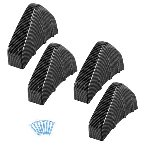 X AUTOHAUX 4pcs Universal Car Lower Rear Bumper Diffuser Spoiler Body Part Shark Fin Shaped Carbon Fiber Pattern Black