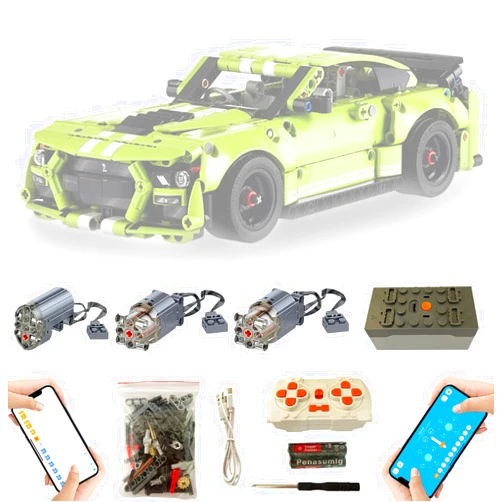 MYMG 4th Generation Super Motor and Remote Control Upgrade Kit for Lego 42138 technic Ford Mustang Shelby gt500 Model, 3 Motors, Gifts for Adults, Compatible with Lego 42138(Model not Included)…