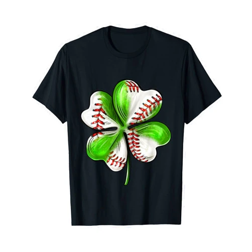 Irish Clover Baseball St Patrick's Day Baseball Shamrock St Patrick's Day Clover With Baseball Love T-Shirt
