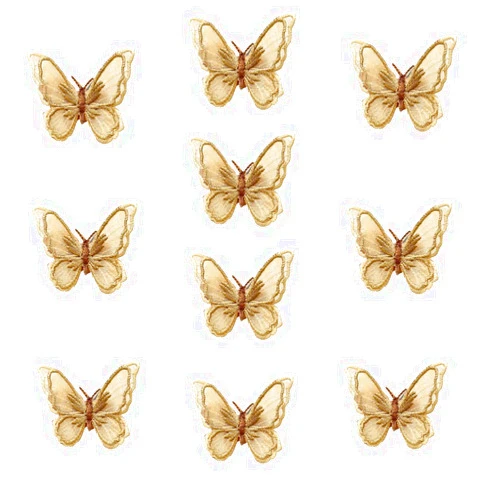 Jhesicx 10pcs Butterfly Lace Trim, 3D Double Layers Organza Patches Butterfly Lace Fabric Sewing Embroidery, DIY for Party, Wedding, Bridal, Women, Dress Decoration(Champagne)