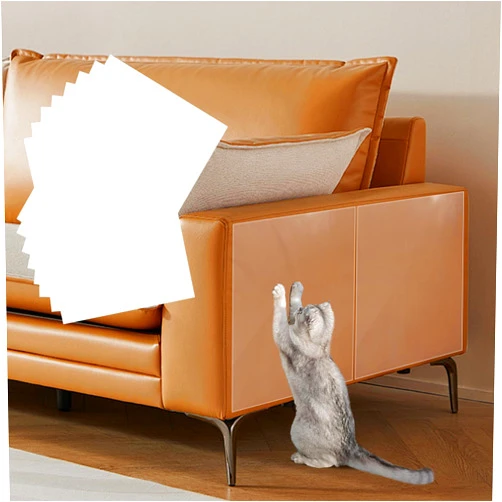 Acostop Cat Scratch Furniture Protector - Specially Designed for Leather Furniture, Easy to Remove Anti-Scratch Couch Protector from Cat Claws, No Pins, 8 Pack