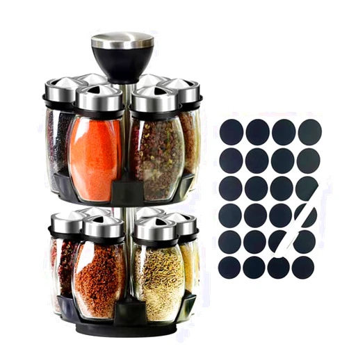 Kylinbigda Revolving Spice Rack Organizer Countertop, Spinning Spice Storage Rack Tower Organizer with 12 Empty Jars, Rotating Spice Holder Shelf Seasoning Rack Shelf, Spice Seasoning Bottle Organizer