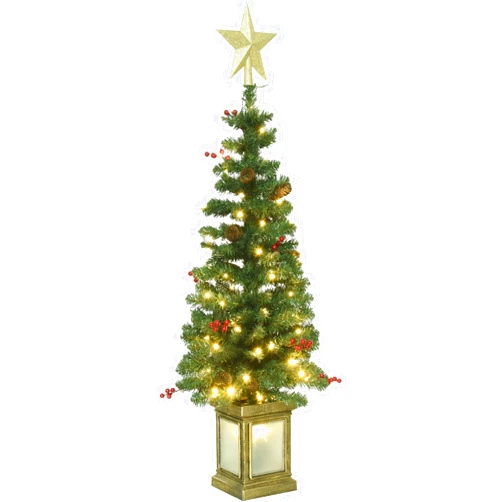 Generic 4 Ft Christmas Tree with Ornaments Lights Remote and Timer,Prelit Tree,Premium PVC Holiday Christmas Tree,Woodlands Christmas Decorations Decoration W/166 Branch Tips,75 Lights,Easy Assembly