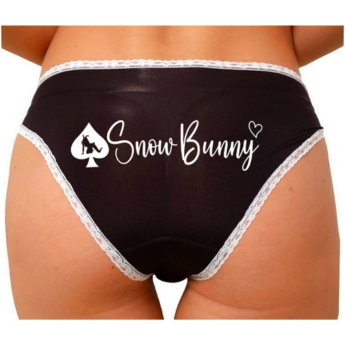 Knaughty Knickers Snow Bunny For Queen of Spades BBC Lover Hot Wife Bull Rider Adult Design Black and White Bikini Panties