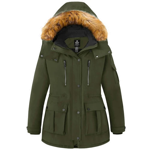 wantdo Women's Plus Size Winter Coat Puffer Jacket Warm Thicken Parka Overcoat with Removable Hood