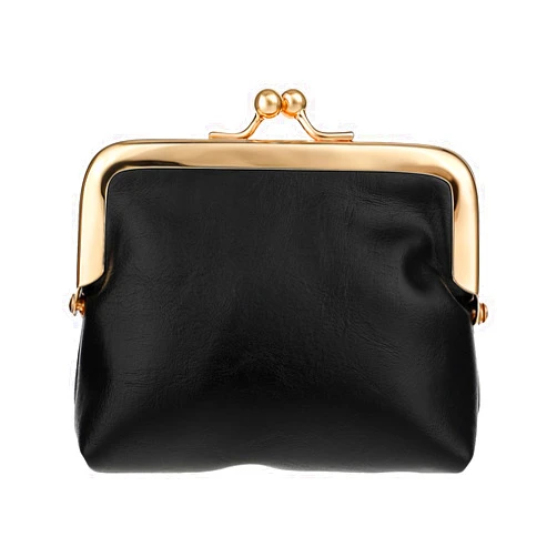 Hariendny 1 PCS Kiss Lock Coin Purse for Women, Coin Purse, Vintage Change Purse, Small PU Leather Change Purse, Mini Cute Coin Holder Pouch for Woman Ladies Girls (Black)