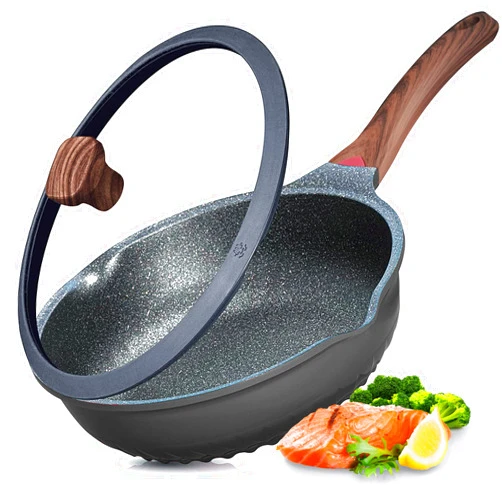 Vinchef Nonstick Deep Frying Pan Skillet with Lid, 11in/5Qt Saute Pan, German 3C+ Ceramic Coating Technology, Heat Indicator, Induction Compatible
