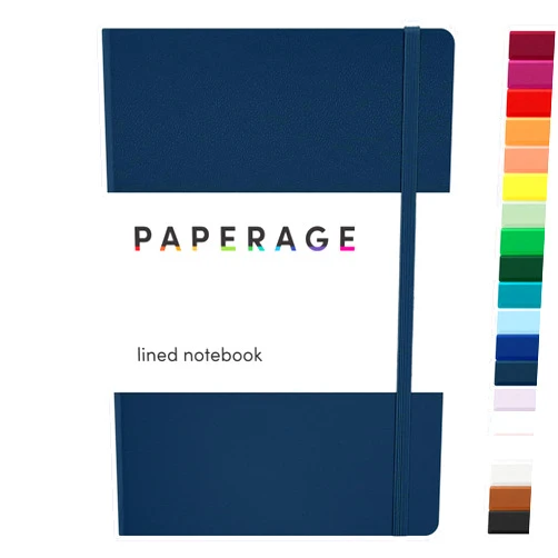 PAPERAGE Lined Journal Notebook, (Navy), 160 Pages, Medium 5.6 in x 8 in - 100 GSM Thick Paper – Hardcover Journaling Notebook for Work, School & Note Taking