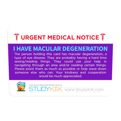 StudyKIK Macular Degeneration Alert Plastic Card