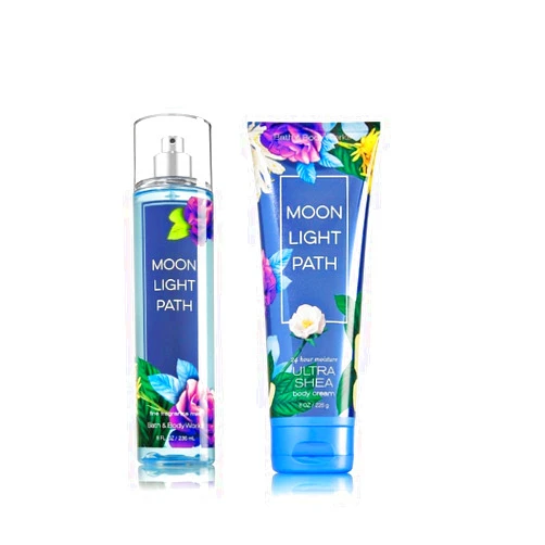 Bath & Body Works - Signature Collection - Moonlight Path - Fine Fragrance Mist 8 Fl Oz & Triple Moisture Body Cream 8 Fl Oz