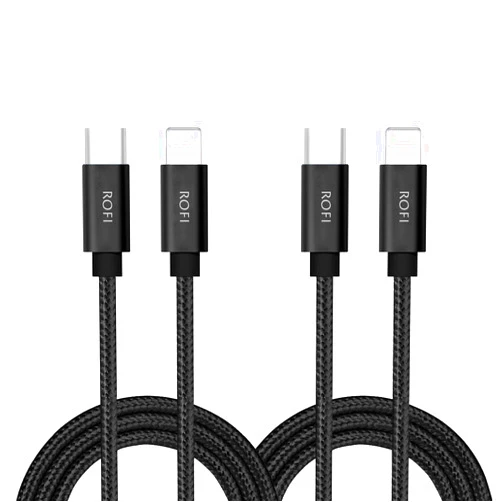 RoFI USB-C to Phone 11 Charger Cable [2 Pack 2 Feet] Power Delivery Fast Charging Nylon Braided Charger Compatible for Phone 12/11 Pro Max XR Xs Max X 8 Plus 8 (2 Feet, 2 Pack Black)