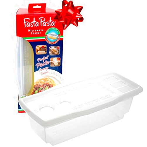 Fasta Pasta The Original Fasta Pasta Microwave Cooker with Lid & Built-in Strainer-No More Messes, Waiting for Water to Boil, or Sticky Noodles-Perfect Al Dente Pasta Every time- Patented Design, It Really Works